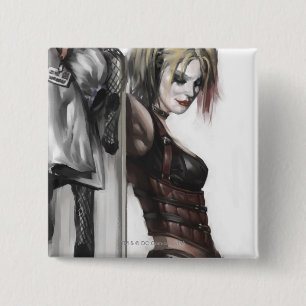 Badge Carré 5 Cm Batman Arkham City   Harley Quinn Illustration