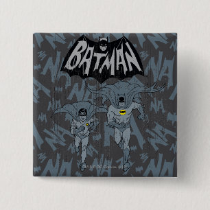 Badge Carré 5 Cm Batman Et Robin Avec Logo Graphique Distressé
