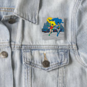 Badge Carré 5 Cm Batman Et Robin En Course (En situation)
