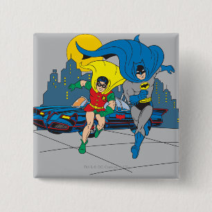 Badge Carré 5 Cm Batman Et Robin En Course