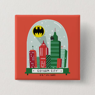 Badge Carré 5 Cm Batman Gotham City™ - Graphique du Globe des neige