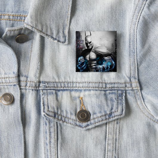 Badge Carré 5 Cm Batman - Lightning (En situation)