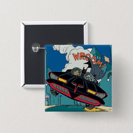 Badge Carré 5 Cm Batmobile Wroom ! (Devant & derrière)