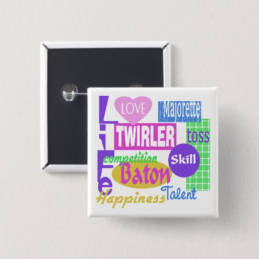 Badge Carré 5 Cm Baton (Devant & derrière)