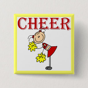 Badge Carré 5 Cm Bâton de pom-pom girl en figurine T-shirts et Cade