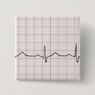 Badge Carré 5 Cm Battement de coeur d'ECG sur le papier de