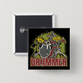 Badge Carré 5 Cm Batteur squelettique de roche (Devant & derrière)