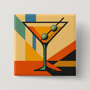 Badge Carré 5 Cm Bauhaus Martini Lever du Soleil Moderne du Milieu