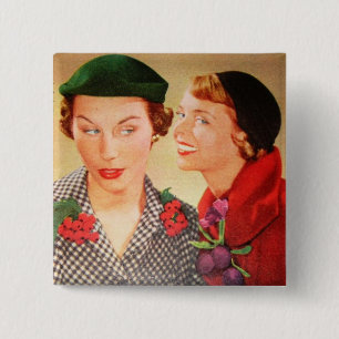 Badge Carré 5 Cm Bavardage vintage de femmes au foyer/dames des