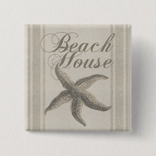 Badge Carré 5 Cm Beach House Starfish Seashore