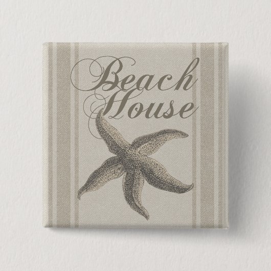 Badge Carré 5 Cm Beach House Starfish Seashore (Devant)