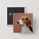 Badge Carré 5 Cm Beagle (Devant & derrière)