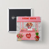Badge Carré 5 Cm Beagle Dog Valentine's Day Kissing Booth (Devant & derrière)