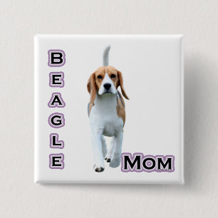 Badge Carré 5 Cm Beagle Maman 4 - Bouton