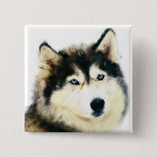 Badge Carré 5 Cm Beau Bouton à épingle - Sibérien Husky (Devant)