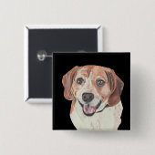 Badge Carré 5 Cm Beau Bouton Beagle Pastel tiré à la main (Devant & derrière)