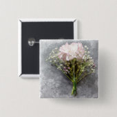 Badge Carré 5 Cm Beau bouton épingle - Chrysanthème rose (Devant & derrière)