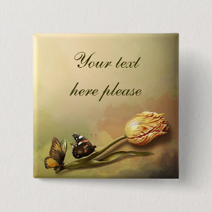Badge Carré 5 Cm beau bouton vintage artistique de tulipe