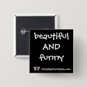 Badge Carré 5 Cm Beau et drôle bouton (Devant & derrière)