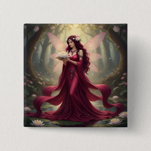 Badge Carré 5 Cm Beau Juillet Ruby Fairy (Devant)