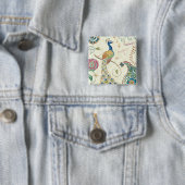 Badge Carré 5 Cm Beau paon (En situation)