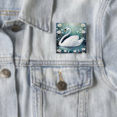 Badge Carré 5 Cm Beau Swan (En situation)