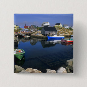 Badge Carré 5 Cm Beau village de Peggy's Cove avec port