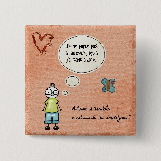 Badge Carré 5 Cm Beaucoup de pas de parle de Ne de Macaron Je (Devant)