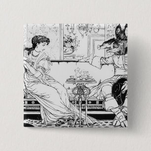 Badge Carré 5 Cm Beauté et la bête, 1874 (litho) (photo de b/w)