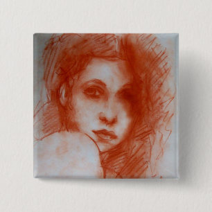 Badge Carré 5 Cm BEAUTÉ ROMANTIQUE / Portrait de femme en Sepia Bro