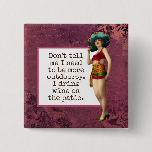 Badge Carré 5 Cm Beauté vintage Boire Vin Drôle