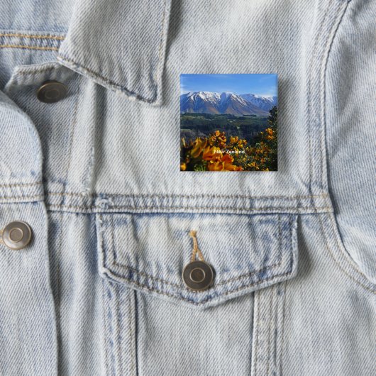 Badge Carré 5 Cm Beautiful New Zealand (En situation)