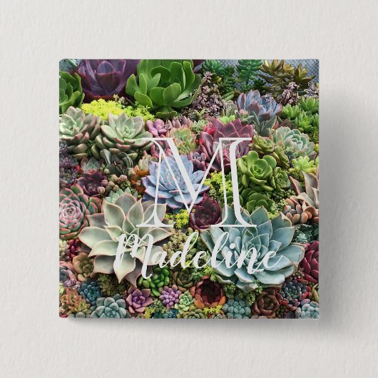 Badge Carré 5 Cm Beaux succulents (Devant)