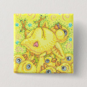 Badge Carré 5 Cm BÉBÉ CHICK ROCK & ROLL SPRING MOSH PIT BUTTON Squ