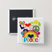 Badge Carré 5 Cm Bébé d'amour et de paix (Devant & derrière)