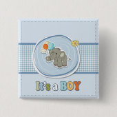 Badge Carré 5 Cm Bébé Eléphant mignon Faire-part (Devant)
