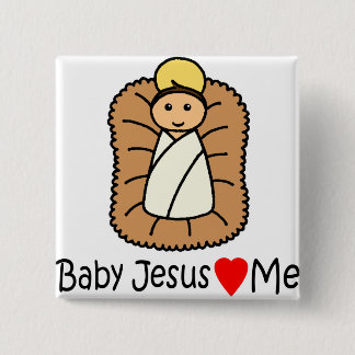 Badge Carré 5 Cm Bébé Jésus Coeur (Amours) Moi