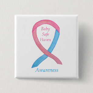 Badge Carré 5 Cm Bébé Safe Haven Sensibilisation Ruban Personnalisé