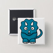 Badge Carré 5 Cm Bébé Triceratops (Devant & derrière)
