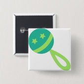 Badge Carré 5 Cm bébé vert (Devant & derrière)