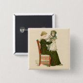 Badge Carré 5 Cm Bébé victorien Mère Greenaway (Devant & derrière)