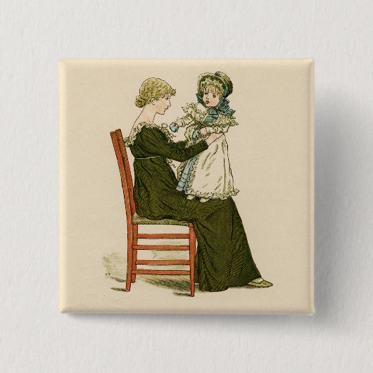 Badge Carré 5 Cm Bébé victorien Mère Greenaway (Devant)