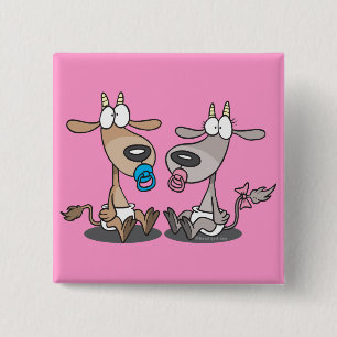 Badge Carré 5 Cm bébés chèvres dessins animés adorables mignons