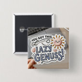 Badge Carré 5 Cm Because Even Geniuses Need a Nap 😴✨ (Devant & derrière)