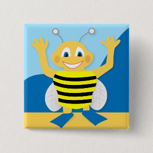 Badge Carré 5 Cm Bee on the beach