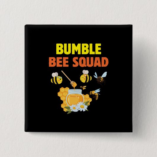 Badge Carré 5 Cm Beekeeper Art Bumble Bee Squad 2 (Devant)