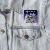 Badge Carré 5 Cm Beetlejus | Affiche théâtrale (En situation)