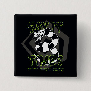 Badge Carré 5 Cm Beetlejus Dites-Le 3 Fois