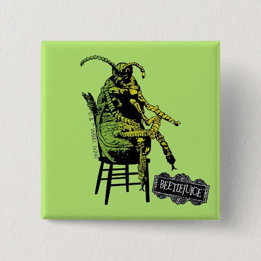 Badge Carré 5 Cm Beetlejus | Le dendroctone en fauteuil (Devant)