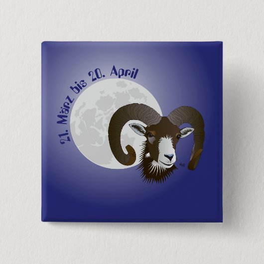 Badge Carré 5 Cm Bélier (Devant)